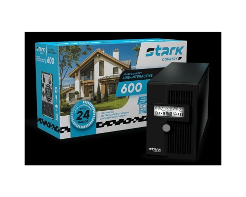 [STARK - ИБП 1ф (Однофазные)] ИБП STARK SC 600 {600ВА/360Вт, Line-Interactive, Напольный, 140-300В, 2 х ЕВРО, синт синус, БЕЗ АКБ - внешняя батарея 1 от 40-200Ач}