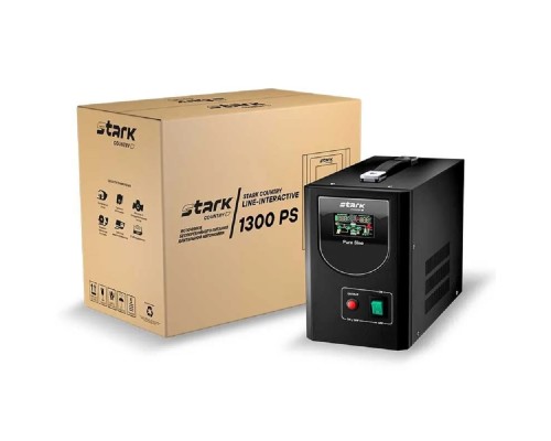 [STARK - ИБП 1ф (Однофазные)] ИБП STARK SC 1300 PS 1300ВА/1100Вт {Line-Interactive, Напольный, 154-264В, 2 х ЕВРО, Чистый синус, БЕЗ АКБ - внешние батареи 1 шт от 55Ач до 480 Ач}