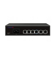 Коммутатор неуправляемый TRASSIR TR-NS1206-65-4PoE Fast Ethernet РоЕ оснащен 4 РоЕ-портами RJ-45 и 2 uplink-портами 10/100 Мбит/с