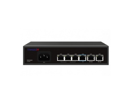[Видеонаблюдение] Коммутатор неуправляемый TRASSIR TR-NS1206-65-4PoE Fast Ethernet РоЕ оснащен 4 РоЕ-портами RJ-45 и 2 uplink-портами 10/100 Мбит/с