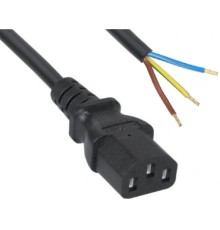Кабель питания Filum FL-PC-C13-C2-2.5-BK ПВС-ВП 3x1.5 С13 - свободный конец, 220/250В, 10А, чёрный, 2.5м (1005445)