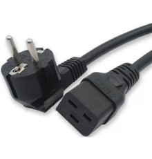 Кабель питания Filum FL-PC-SH90/C19-C3-0.5-BK ПВС-АП 3x2.5 CEE 7/7(Schuko) угловая - C19, 220/250В, 16А, чёрный, 0,5м (1084610)