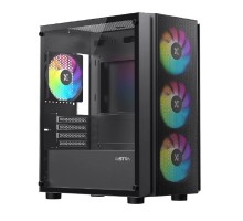 XASTRA Корпус A402M 4FRGB Black mATX/Mesh/full-size TG/4x120mm FRGB fans/ A402M-4FC12F-BK