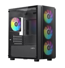 XASTRA Корпус A402M 4FRGB Black mATX/Mesh/full-size TG/4x120mm FRGB fans/ A402M-4FC12F-BK