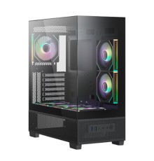 XASTRA Корпус Q500 3ARGB-C10 Black E-ATX/Aquarium/Screewless/ 3x120mm ARGB PWM FM fans/Argb+PWM HUB 10port/ Q500-3FM12A-C10