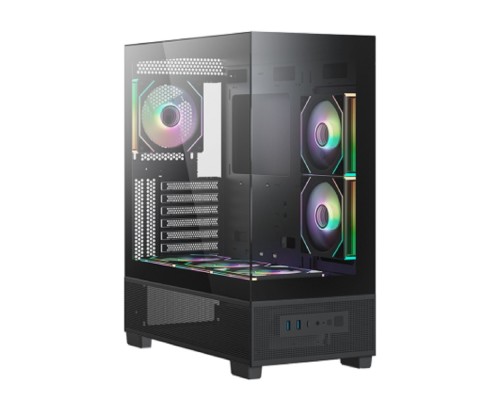 [Корпуса] XASTRA Корпус Q500 3ARGB-C10 Black E-ATX/Aquarium/Screewless/ 3x120mm ARGB PWM FM fans/Argb+PWM HUB 10port/ Q500-3FM12A-C10