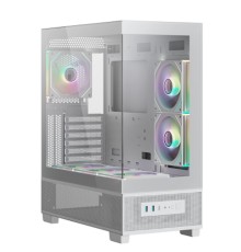 XASTRA Корпус Q500 3ARGB-C10 White ATX/Aquarium/Screewless/ 3x120mm ARGB PWM FM fans/Argb+PWM HUB 10port/ Q500-3FM12A-C10-WH