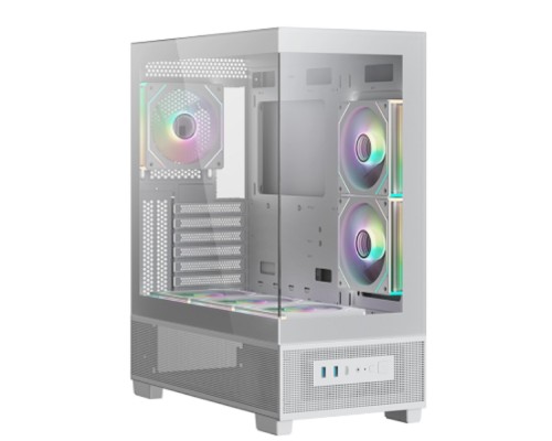 [Корпуса] XASTRA Корпус Q500 3ARGB-C10 White ATX/Aquarium/Screewless/ 3x120mm ARGB PWM FM fans/Argb+PWM HUB 10port/ Q500-3FM12A-C10-WH