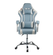 Кресло игровое Filum FL-CH-G-010 крестовина из металла/хром, спинка/сиденье экокожа, газлифт 100мм, колеса пластик с белой окантовкой, подушка для шеи (1113083)