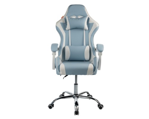 [Офисные кресла] Кресло игровое Filum FL-CH-G-010 крестовина из металла/хром, спинка/сиденье экокожа, газлифт 100мм, колеса пластик с белой окантовкой, подушка для шеи (1113083)