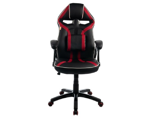 [Офисные кресла] Кресло игровое Filum FL-CH-G-020 усиленная крестовина из металла, спинка/сиденье экокожа, газлифт 100мм, колеса пластик с красной окантовкой, подушка (1113084)