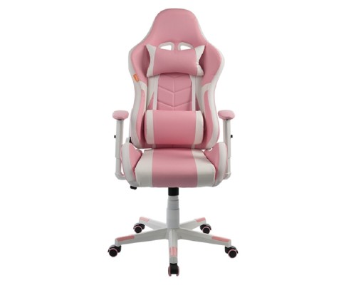 [Офисные кресла] Кресло игровое Filum FL-CH-G-030 крестовина из металла, спинка/сиденье экокожа, газлифт 100мм, колеса пластик с розовой окантовкой, подушка для ш (1113085)
