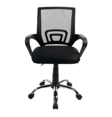 Кресло офисное Filum FL-CH-OF-010 крестовина из металла/хром, газлифт 100мм, сетки+ткань, колеса пластик, регулировка высоты, черное (1113090)