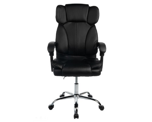 [Офисные кресла] Кресло офисное Filum FL-CH-OFB-010 бизнес, крестовина из металла/хром, спинка/сиденье экокожа, газлифт 100мм, колеса пластик, подлокотники со вставкам (1113093)