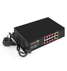 Exegate EX299021RUS Коммутатор неуправляемый ExeGate EDES-1010D.8PoE-96W (10-портовый UTP 10/100 Base-Tx: 8 портов IEEE 802.3af (PoE), мощность PoE: 25W, суммарно 96W, 2 порта RJ45 uplink, настенный/н