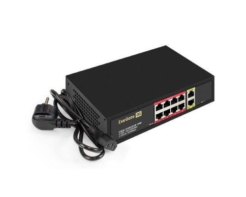 [Сетевое оборудование] Exegate EX299023RUS Коммутатор неуправляемый ExeGate EDGS-1010D.8PoE-120W (10-портовый гигабитный UTP 10/100/1000 Base-T: 8 портов IEEE 802.3af (PoE), мощность PoE: 15,4W, суммарно 120W, 2 порта RJ45 
