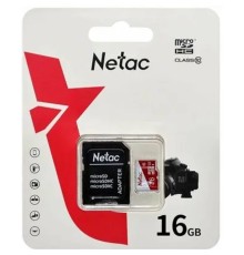 Micro SecureDigital 16GB Netac  P500 ECO <NT02P500ECO-016G-R>  (с SD адаптером)