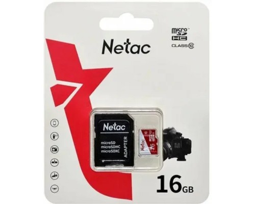 [Карта памяти ] Micro SecureDigital 16GB Netac  P500 ECO <NT02P500ECO-016G-R>  (с SD адаптером)