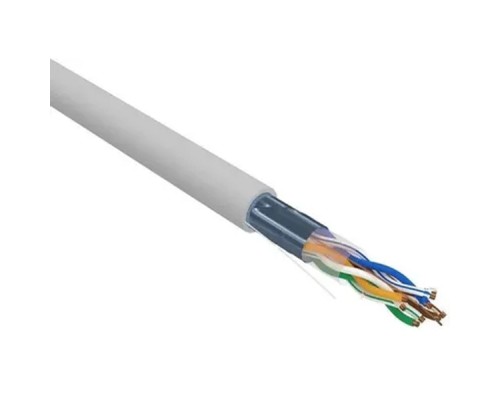 [Экранированная витая пара FTP (бухты)] Rexant (02-0025-R) Кабель витая пара F/UTP, CAT 5e, PVC, 4x2x0,52 мм, 24AWG, INDOOR, SOLID, серый, 305м, РФ