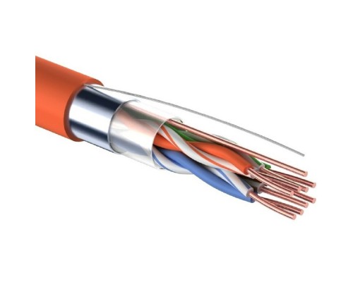 [Экранированная витая пара FTP (бухты)] Rexant (01-0150-R) Кабель витая пара F/UTP, CAT 5e, ZH нг(А)-HF, 4PR, 24AWG, INDOOR, SOLID, оранжевый, 305м, РФ