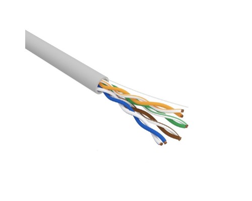 [Экранированная витая пара FTP (бухты)] Rexant (01-0052-R) Кабель витая пара U/UTP, CAT 5e, PVC, 4PR, 24AWG, INDOOR, SOLID, серый, 305м, серия LIGHT, РФ