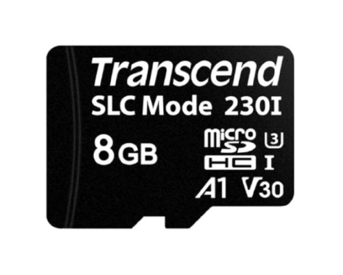 [карты памяти] Промышленная карта памяти Micro SecureDigital 8GB Transcend 230I,3D NAND TLC, темп. режим от -40? до +85?, без адаптера (TS8GUSD230I)