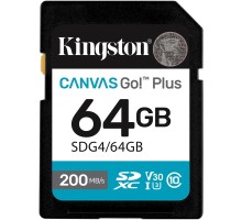 SecureDigital 64GB Kingston Canvas Go Plus G4 200R V30 