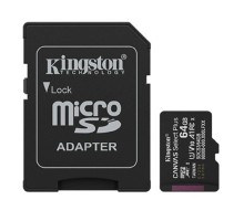 Micro SecureDigital 64GB Kingston Canvas Select Plus, UHS-I, U3, V30, A2, с адаптером