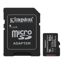 Micro SecureDigital 64GB Kingston Canvas Select Plus, UHS-I, U3, V30, A2, с адаптером