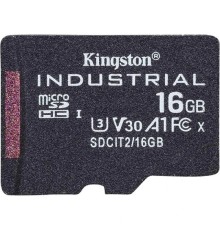 Промышленная карта памяти Micro SecureDigital 16GB Kingston, Class 10 UHS-I U3 V30 A1 TLC в режиме pSLC, темп. режим от -40? до +85?
