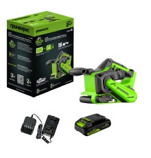 Greenworks G24BS Ленточная шлифовальная машина бесщеточная аккумуляторная, 24V, 75х457мм, 259 м/мин,1х2Ач,ЗУ,кор [3100607CUA]