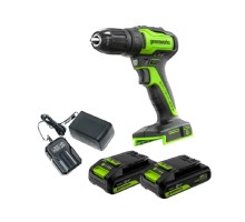 Greenworks GD24DD35 Дрель-шуруповерт аккумуляторная, 24V, б/щет, 29/35Нм,2х2Ач,ЗУ,кор [3704007CUC]
