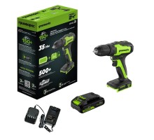 Greenworks GD24DD35 Дрель-шуруповерт аккумуляторная, 24V, б/щет, 29/35Нм,1х2Ач,ЗУ,кор [3704007CUA]