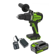 Greenworks GD24DD140 Дрель-шуруповерт аккумуляторная,  24V, 70/140Нм,Anti-kickback,1х4Ач,ЗУ,кор [3707607CUB]