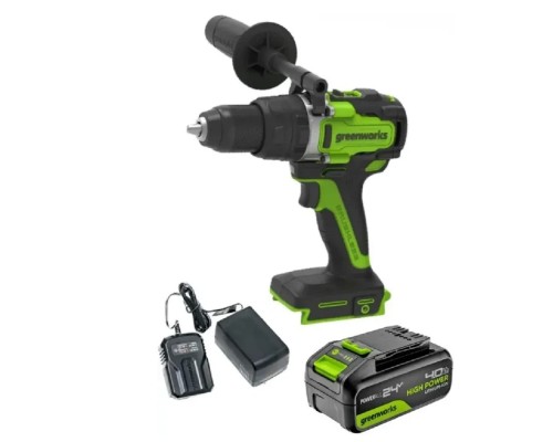[Дрели, Шуруповерты, Гайковерты] Greenworks GD24DD140 Дрель-шуруповерт аккумуляторная,  24V, 70/140Нм,Anti-kickback,1х4Ач,ЗУ,кор [3707607CUB]