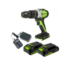 Greenworks GD24DD60 Дрель-шуруповерт ударная аккумуляторная, 24V, бесщеточная, 30/60Нм,2х2Ач,ЗУ,кор [3704107CUC]