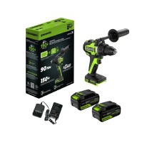 Greenworks GD24DD90 Дрель-шуруповерт аккумуляторная,  24V, 90 Нм, бесщеточная, 45/90Нм,2х4Ач,ЗУ,кор [3707507CUD]
