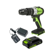 Greenworks GD24DD60 Дрель-шуруповерт ударная аккумуляторная, 24V, бесщеточная, 30/60Нм,1х2Ач,ЗУ,кор [3704107CUA]