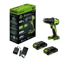 Greenworks DD345, 24V, Дрель-шуруповерт аккумуляторная, бесщеточная, 27/45 Нм,13мм,2х2Ач,ЗУ,кор  [3708307CUC]