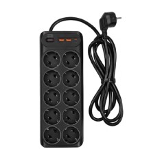 Powercom Сетевой фильтр SP-10 USB2A1CB 3,0 м (10*EU (СЕЕ 7/3)+1*USB-C+2*USB-A) {2065290}