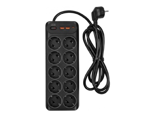[Поверком] Powercom Сетевой фильтр SP-10 USB2A1CB 3,0 м (10*EU (СЕЕ 7/3)+1*USB-C+2*USB-A) {2065290}