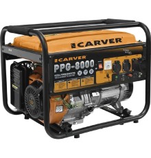 Генератор CARVER PPG- 8000 бензин [01.020.00020] { (LT-190F, 6,0/6,5кВт, 220В, бак 25л, обмотка медь)(6шт/пал) }