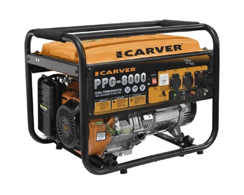 [Генераторы] Генератор CARVER PPG- 8000 бензин [01.020.00020] { (LT-190F, 6,0/6,5кВт, 220В, бак 25л, обмотка медь)(6шт/пал) }
