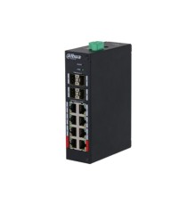 Dahua DH-HS4412-8ET-96 12-портовый управляемый коммутатор с PoE, промышленное исполнение  8 RJ45 10/100Мбит/с, 4 SFP 1000Мбит/с (uplink); до 96Вт;на DIN-рейку