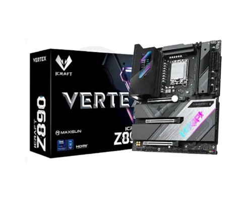 [Материнская плата] MAXSUN MS-iCraft Z890 VERTEX (Socket 1851, ATX, 2*DDR5(128Gb), DP/HDMI, 4*SATA3, 4*M.2, 3xPCI-Ex16, 2*Type-C, 9*USB 3.1, LAN 1*5G, BT 5.4, Wi-Fi 7, SPDIF, black, RTL)