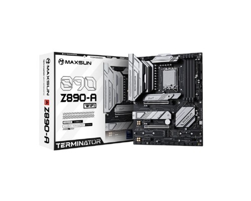 [Материнская плата] MAXSUN MS-Terminator Z890-A (Socket 1851, ATX, 4*DDR5(256Gb), DP/HDMI, 4*SATA3, 4*M.2, 1xPCI-Ex16 /1xPCI-Ex4/2*PCIEx1, 1*Type-C, 4*USB 2.0, 2*USB 3.2, LAN 1*2.5G, SPDIF, RTL)