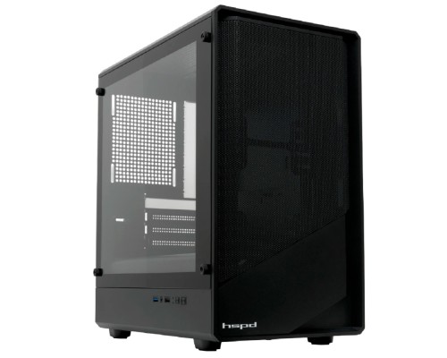 [Корпуса] Case HSPD M331, Mesh Mini-tower, Black, TG, 0.4 SPCC, no fans mATX, mITX 175/329/170mm 1x2.5