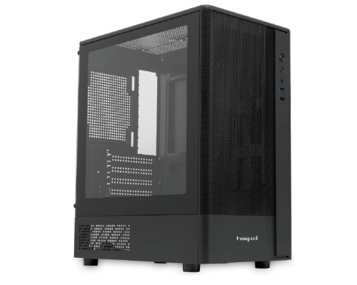 [Корпуса] Case HSPD M332, Mesh Mini-tower, Black, TG, 0.4 SPCC, no fans, mATX, mITX, 160/285/170mm, 1x2.5
