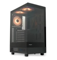 Case HSPD F510, Panoramic Mid Tower, Black, TG, 0.5 SPCC, 3x120mm ARGB (Orbis F1) ATX, mATX, mITX 180/280/160mm 1x2.5