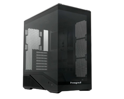 [Корпуса] Case HSPD F711, Panoramic Full Tower, Black, TG, 0.7 SPCC, no fans ATX, mATX, mITX 190/420/280mm 2x2.5